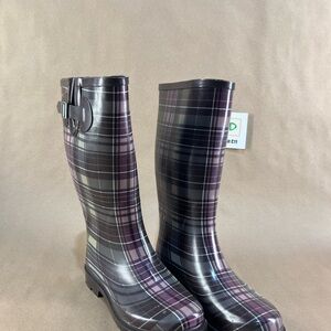 Women’s Plaid Rain Boots (Size US 7)